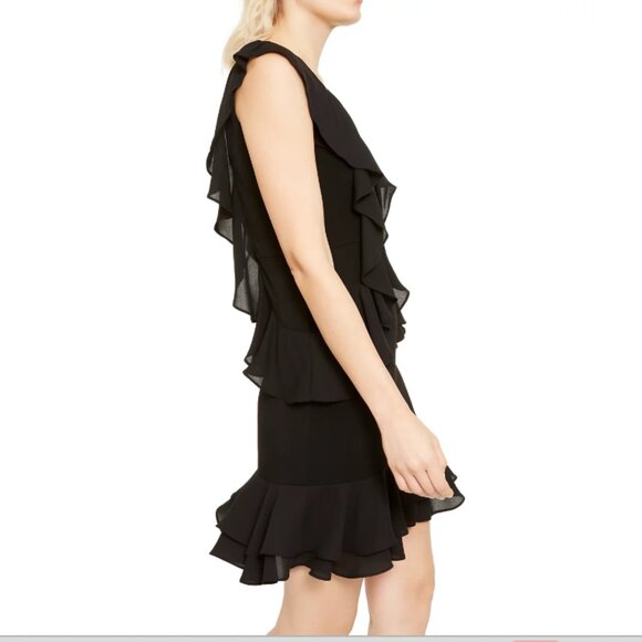 Michael Kors Black Cascading Ruffles Cocktail Dress Size Medium NWT Retail $125 - Picture 2 of 5